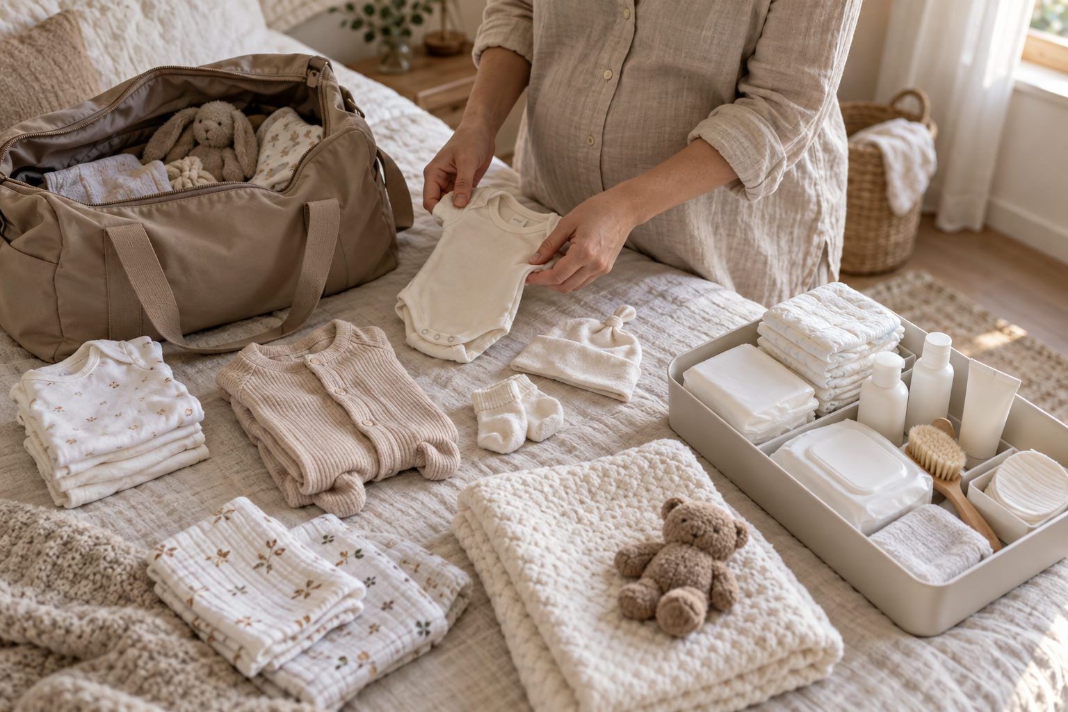 Vêtements et affaires du bébé à préparer pour le séjour à la maternité